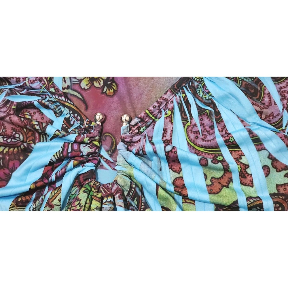 APT 9 Womens Multicol Top  Dress Tattoo Print V Neckline 3/4 Sleeve Size  Medium - Picture 3 of 16